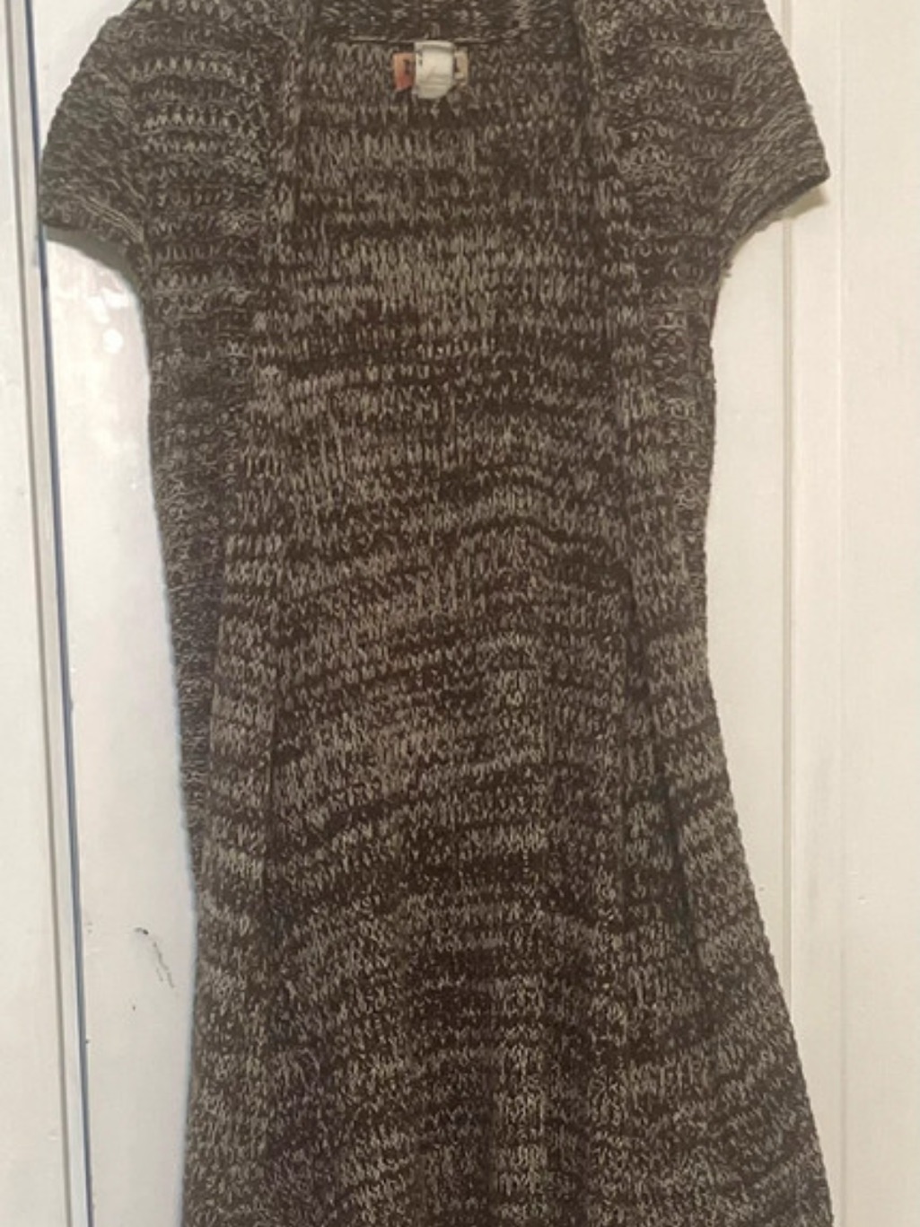 Women’s Short-Sleeve Marled Knit Sweater Cardigan - Brown